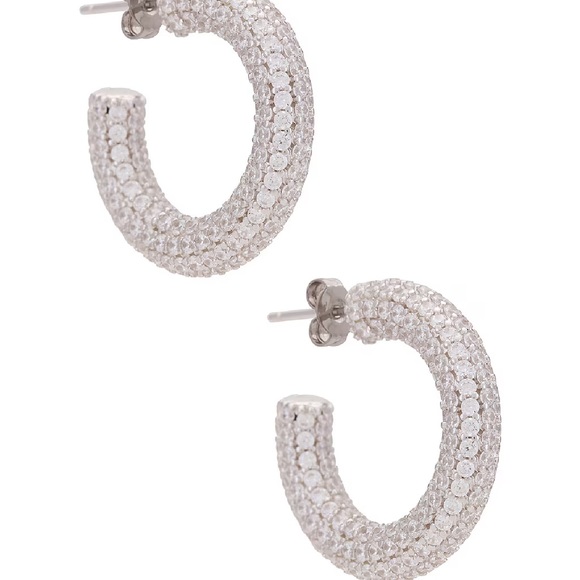 Adina Eden Jumbo Pave Hoops In Silver, Size: OS - Picture 5 of 10
